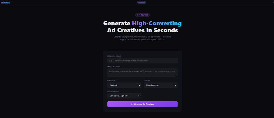 AI Ad Studio interface